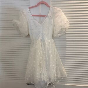 Buddy Love Ivory Floral Embroidered Mini Dress